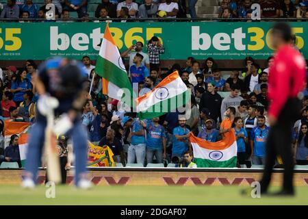 Sydney, Australien. Dezember 2020. Indien-Fans beim 3. Dettol ODI T20I Series Spiel zwischen Australien und Indien am Sydney Cricket Ground, Sydney, Australien am 8. Dezember 2020. Foto von Peter Dovgan. Nur redaktionelle Verwendung, Lizenz für kommerzielle Nutzung erforderlich. Keine Verwendung bei Wetten, Spielen oder Veröffentlichungen einzelner Vereine/Vereine/Spieler. Kredit: UK Sports Pics Ltd/Alamy Live Nachrichten Stockfoto