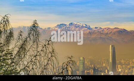 Santiago de Chile Luftaufnahme vom San Cristobal Hügel Stockfoto