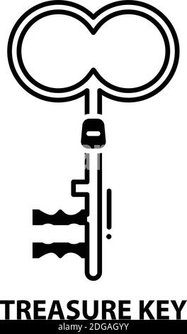 Schatzschlüssel-Symbol, schwarzes Vektorzeichen mit editierbaren Striche, Konzeptdarstellung Stock Vektor