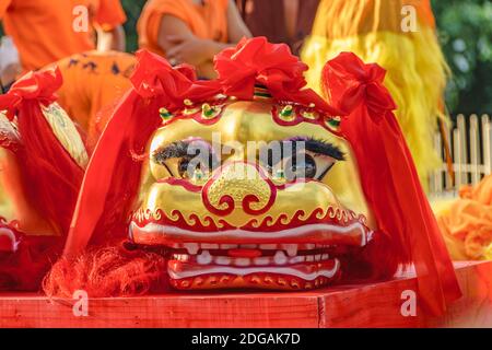 Löwenkopf Maske, Chinesisches Neujahr, Montevideo, Uruguay Stockfoto