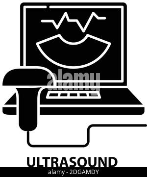 Ultraschallsymbol, schwarzes Vektorzeichen mit bearbeitbaren Konturen, Konzeptdarstellung Stock Vektor