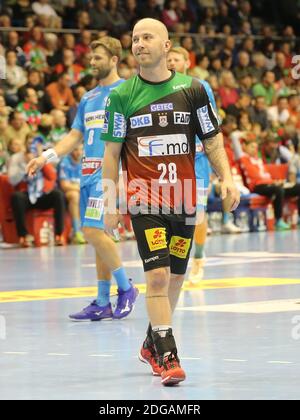 Österreichischer Handballspieler Robert Weber Spiel SC Magdeburg-TVB 1898 Stuttgart 24.2.19 in Magdeburg Stockfoto