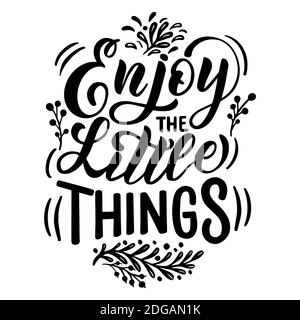 Bild mit Inschrift - Engoy die kleinen Dinge Stock Vektor