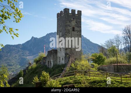 Die Ruinen der Burg Falkenstein, in der Nähe von Flintsbach, Bayern, Deutschland Stockfoto