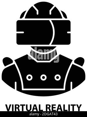 Virtual Reality-Symbol, schwarzes Vektorzeichen mit editierbaren Konturen, Konzeptdarstellung Stock Vektor