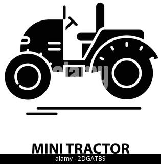 Symbol des Minitraktors, schwarzes Vektorzeichen mit bearbeitbaren Striche, Konzeptdarstellung Stock Vektor