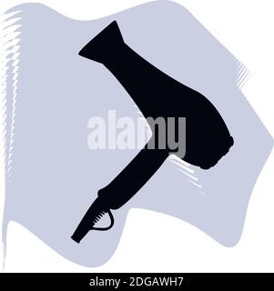 Haartrockner Vektor, Friseur, Salon, Haar, schwarze Flasche auf lila Punkt Symbol eines Satzes, isoliert auf weißem Hintergrund. EPS 10 Stock Vektor