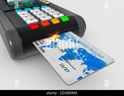 POS und Kreditkarte. Digitales Zahlungstool, mit dem Sie Steuerhinterziehung bekämpfen können. Cashback und Erhalt Lotterie. Öffentliche Verwaltung. Anreize Stockfoto