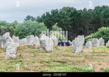 Menhir Felder in Carnac dnas der Morbihan in der Bretagne, Frankreich Stockfoto