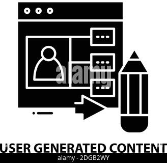 Benutzergeneriertes Inhaltssymbol, schwarzes Vektorzeichen mit bearbeitbaren Konturen, Konzeptdarstellung Stock Vektor