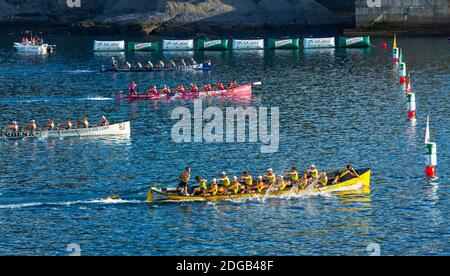 TRAINERA, traditionelles Boot der kantabrischen Küste am südlichen Ende des Golf von Biskaya, Spanien, Europa Stockfoto