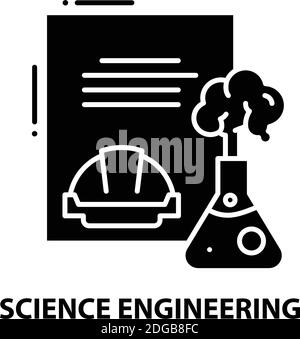 Science-Engineering-Symbol, schwarzes Vektorzeichen mit bearbeitbaren Konturen, Konzeptdarstellung Stock Vektor