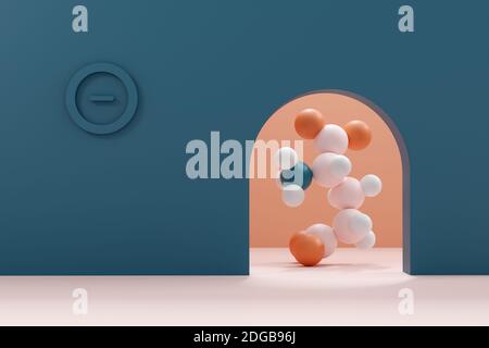 Glutaminsäure (l-Glutaminsäure, Glut, E) Aminosäure und Neurotransmitter Molekül. 3D-Rendering. Atome werden als farbcodierte Kugeln (Sauerstoff o Stockfoto