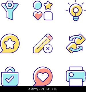 Schnittstelle für mobile Anwendung RGB-Farbsymbole eingestellt Stock Vektor