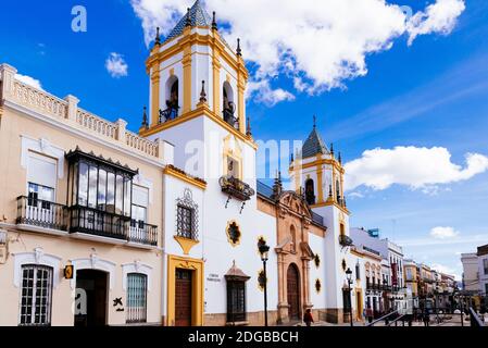 Pfarrkirche unserer Lieben Frau von Socorro. Plaza del Socorro, Ronda, Málaga, Andalusien, Spanien, Europa Stockfoto