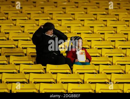 Vicarage Road, Watford, Hertfordshire, Großbritannien. Dezember 2020. English Football League Championship Football, Watford versus Rotherham United; Watford Fans in den Ständen Credit: Action Plus Sports/Alamy Live News Stockfoto