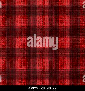 Rot-Tartan gestreiftes buntes Textilmuster mit Grunge-Textur Webstoff Nahtloses Muster Stock Vektor