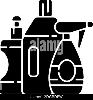 Reinigungsprodukte schwarzes Glyphensymbol Stock Vektor