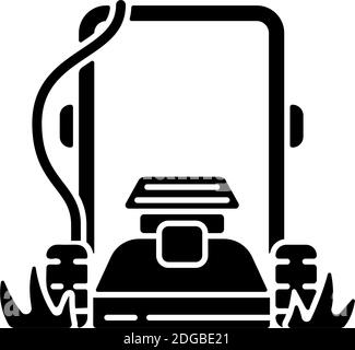 Rasenmähen mit schwarzem Glyphen-Symbol Stock Vektor