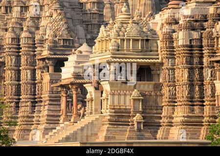 Khajuraho Tempel, Chhatarpur Bezirk, Madhya Pradesh, Indien Stockfoto