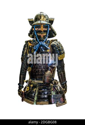 Vorderansicht Samurai Warrior Cosutme Isoliert Stockfoto