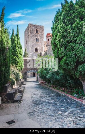 Königliche Burg Collioure in den Pyrenäen-Orientales, Frankreich Stockfoto