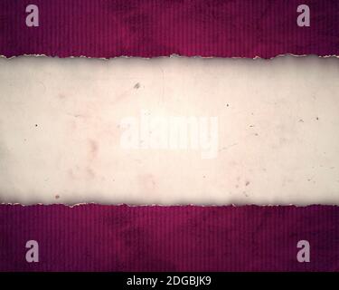 Vintage violetten Hintergrund mit zerrissenen alten Papier. Weißes und zerrissenes altes Papier Stockfoto