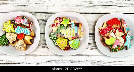 Cookies Baum Weihnachten Hintergrund mit Weihnachten Essen Tischplatte Stockfoto