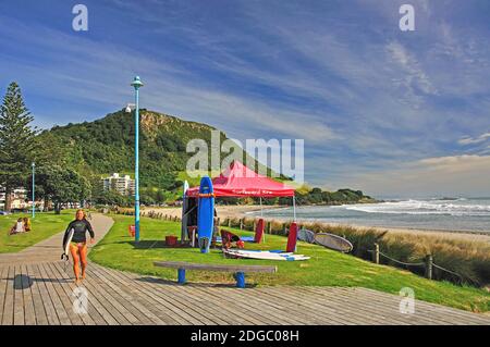 Strandpromenade, Mount Maunganui, Tauranga, Bay of Plenty, North Island, Neuseeland Stockfoto