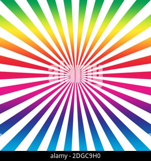 Ein abstraktes mehrfarbiges psychedelisches Burst-Shape-Hintergrundbild. Stockfoto