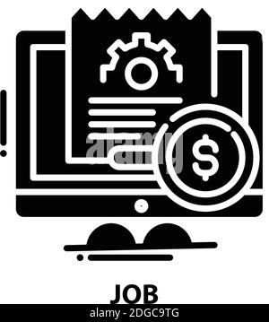 Job-Symbol, schwarzes Vektorzeichen mit bearbeitbaren Konturen, Konzeptdarstellung Stock Vektor