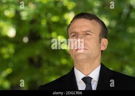 Der designierte Präsident Emmanuel Macron nimmt an einer Zeremonie anlässlich des Jahrestages der Abschaffung der Sklaverei am Mittwoch, dem 10. Mai 2017 in Paris Teil. Foto von POOL/Pierre Villard/ABACAPRESS.COM Stockfoto