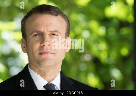 Der designierte Präsident Emmanuel Macron nimmt an einer Zeremonie anlässlich des Jahrestages der Abschaffung der Sklaverei am Mittwoch, dem 10. Mai 2017 in Paris Teil. Foto von POOL/Pierre Villard/ABACAPRESS.COM Stockfoto