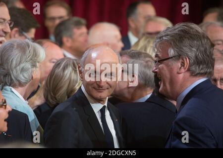 Didier Migaud, Jean Paul Delevoye während der Eröffnungszeremonie des französischen Präsidenten Emmanuel Macron als französischer Präsident im Salle des Fetes des Präsidentenpalastes Elysee in Paris, Frankreich, am 14. Mai 2017. Foto von Hamilton/Pool/ABACAPRESS.COM Stockfoto