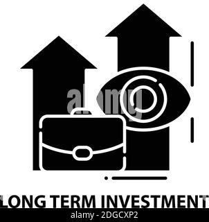 Langfristiges Investitionssymbol, schwarzes Vektorzeichen mit editierbaren Striche, Konzeptdarstellung Stock Vektor