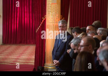 Jean Paul Delevoye während der Eröffnungszeremonie des französischen Präsidenten Emmanuel Macron als französischer Präsident im Salle des Fetes des Präsidentenpalastes Elysee in Paris, Frankreich, am 14. Mai 2017. Foto von Hamilton/Pool/ABACAPRESS.COM Stockfoto