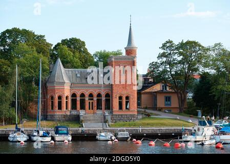 Konferenzzentrum Skridskopaviljongen auf der Insel Kastellholmen Stockfoto