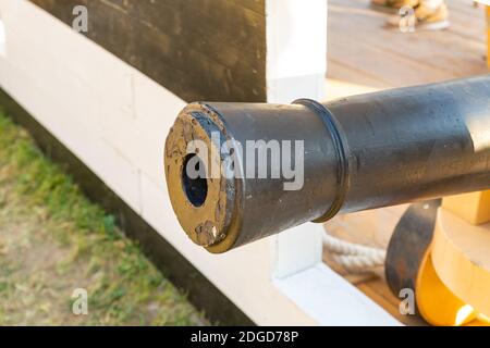 Schwarze Barrel Kanone, Teil der Verteidigungswaffen des Forts Nahaufnahme Stockfoto