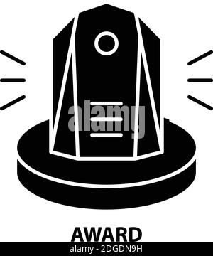 Award-Symbol, schwarzes Vektorzeichen mit editierbaren Konturen, Konzeptdarstellung Stock Vektor