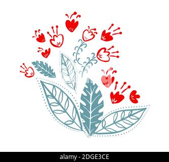 Rote Lilien. Stilisierte einfache Blumen. Vektorgrafik Stock Vektor