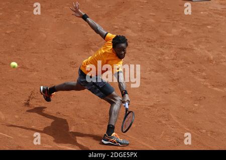 Der Franzose Gael Monfils spielt am 4. Juni 2017 die 1/8 der Finalrunde der French Tennis Open 2017 in Paris, Frankreich. Foto von Henri Szwarc/ABACAPRESS.COM Stockfoto