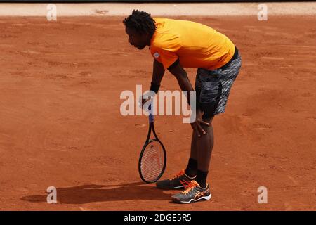 Der Franzose Gael Monfils spielt am 4. Juni 2017 die 1/8 der Finalrunde der French Tennis Open 2017 in Paris, Frankreich. Foto von Henri Szwarc/ABACAPRESS.COM Stockfoto