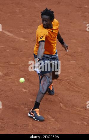 Der Franzose Gael Monfils spielt am 4. Juni 2017 die 1/8 der Finalrunde der French Tennis Open 2017 in Paris, Frankreich. Foto von Henri Szwarc/ABACAPRESS.COM Stockfoto