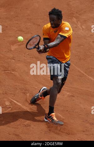 Der Franzose Gael Monfils spielt am 4. Juni 2017 die 1/8 der Finalrunde der French Tennis Open 2017 in Paris, Frankreich. Foto von Henri Szwarc/ABACAPRESS.COM Stockfoto