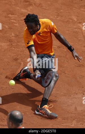 Der Franzose Gael Monfils spielt am 4. Juni 2017 die 1/8 der Finalrunde der French Tennis Open 2017 in Paris, Frankreich. Foto von Henri Szwarc/ABACAPRESS.COM Stockfoto