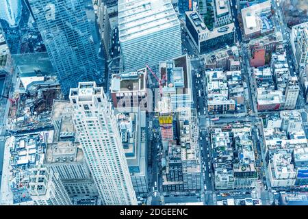 Luftaufnahme von Manhattan Gebäuden in New York City Stockfoto
