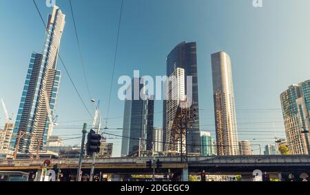 Melbourne, Victoria - Australien. Wunderschöne Skyline der Stadt Stockfoto