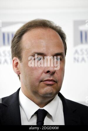 Der Präsident der Partei der Union unabhängiger Demokraten (UDI) Jean-Christophe Lagarde nimmt an einer Pressekonferenz am 21. Juni 2017 in der französischen Nationalversammlung in Paris Teil. Die Schaffung einer neuen parlamentarischen Gruppe, die etwa 20 Abgeordnete der LR und 18 Abgeordnete der UDI, genannt Les Republicains-Constructifs-UDI-Unabhängigen, mischte, wurde angekündigt. Foto von Alain Apaydin/ABACAPRESS.COM Stockfoto