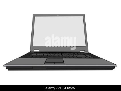 Leerer Laptop-Bildschirm auf weißem Hintergrund Stock Vektor