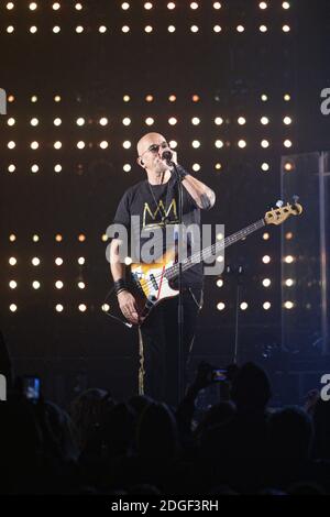 Der französische Sänger Pascal Obispo tritt mit seiner "Pascal Obispo Tour" am 22. März 2019 in Margny-les-Compiegne, bei Compiegne, Frankreich, live auf der Bühne des 'Le Tigre' auf. Foto von Edouard Bernaux/Abacapress.com Stockfoto